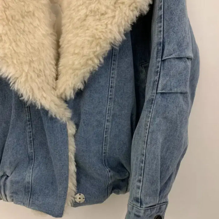 [BUNJANG] Unbranded Duck Down Denim Jacket / 양털카라 덕다운 데님자켓