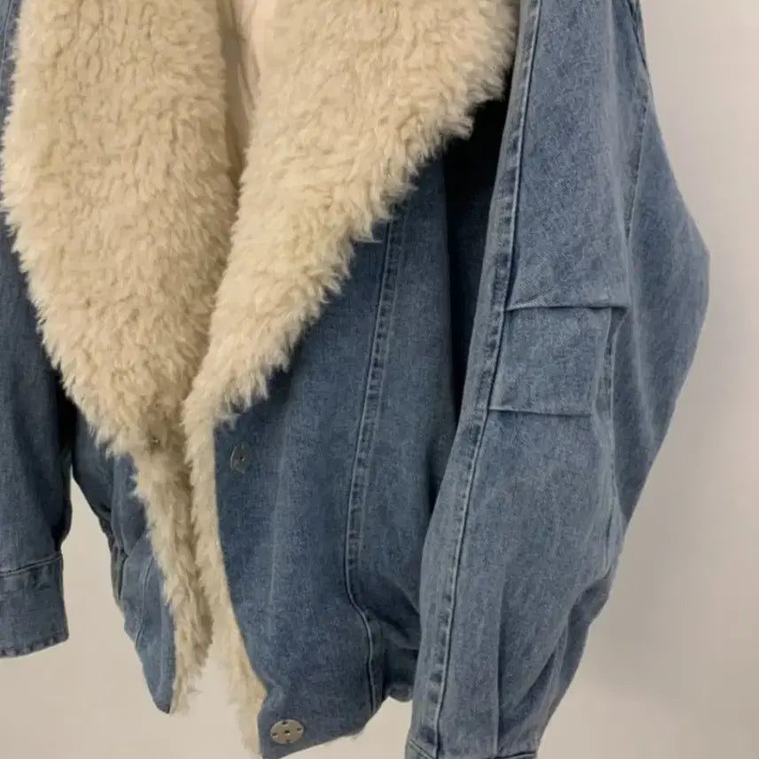 [BUNJANG] Unbranded Duck Down Denim Jacket / 양털카라 덕다운 데님자켓