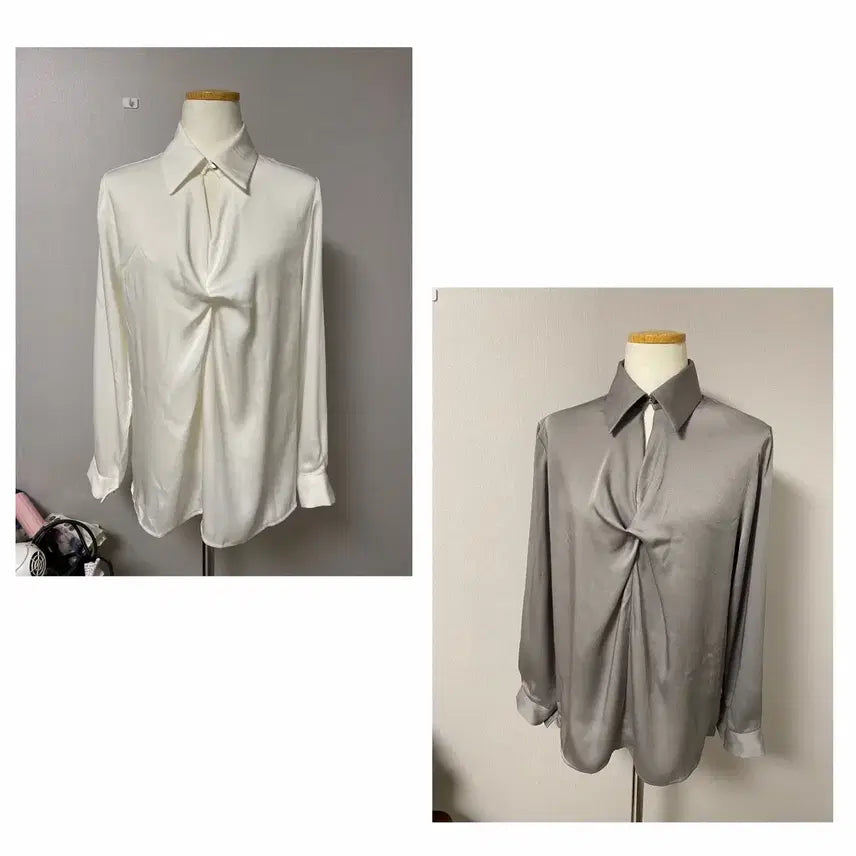 [BUNJANG] Silk Twist Blouse (Gray) / (공장재고정리/이염상품)실크 꼬임 블라우스 아이보리,그레이