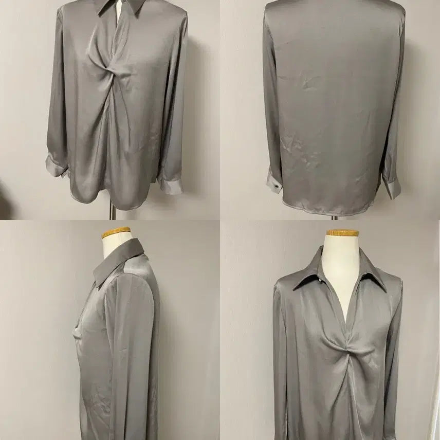 [BUNJANG] Silk Twist Blouse (Gray) / (공장재고정리/이염상품)실크 꼬임 블라우스 아이보리,그레이