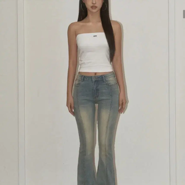 [BUNJANG] Kaki Point Washed Bootcut Jeans L / 카키포인트 워시드 부츠컷 블루 L
