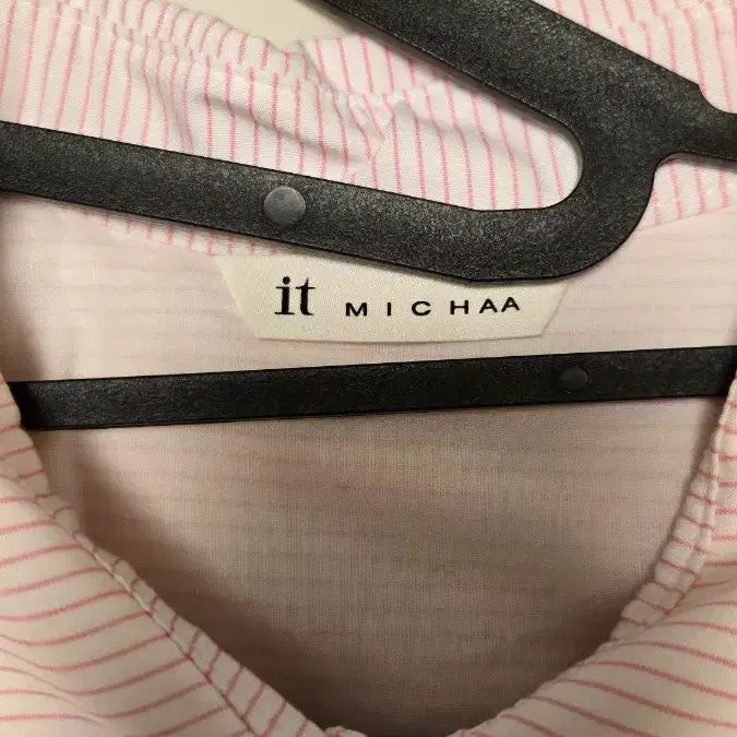 [BUNJANG] It MICHAA Pink Stripe Frill Blouse / 잇미샤 분홍 스트라이프 프릴 블라우스