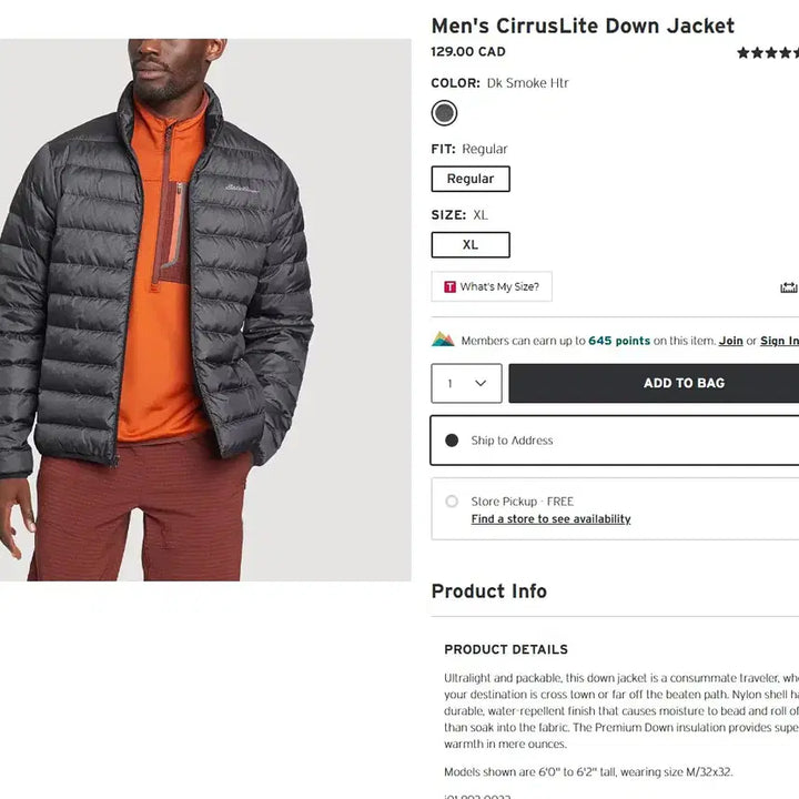 [BUNJANG] Eddie Bauer 650FP Lightweight Goose Down Jacket / [M] 에디바우어 650FP 라이트웨이트 구스다운 자켓