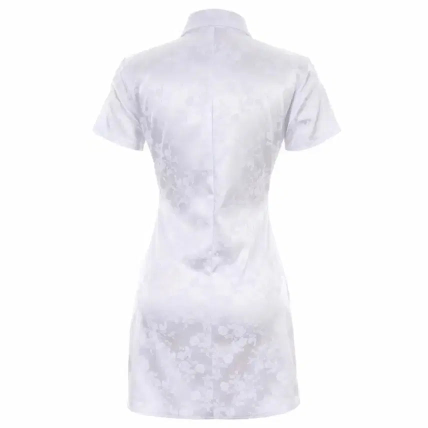 [BUNJANG] WSC Archive White Jacquard Shirt Mini Dress / [free/착샷O] WSC 아카이브 화이트 자카드 셔츠 반팔 미니 원피스