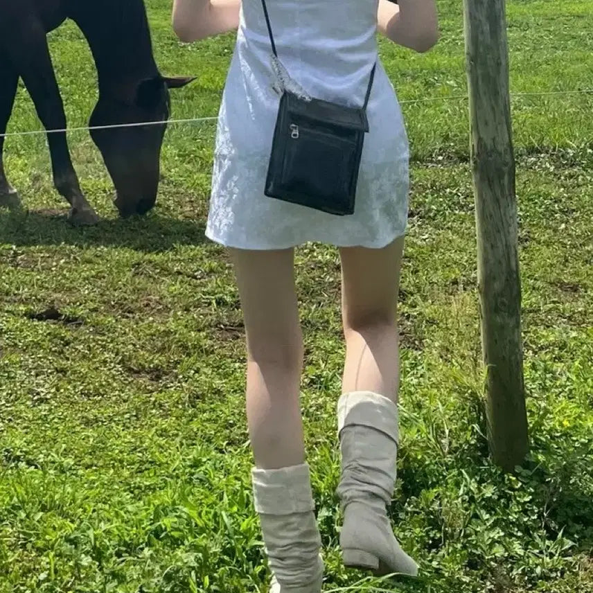 [BUNJANG] WSC Archive White Jacquard Shirt Mini Dress / [free/착샷O] WSC 아카이브 화이트 자카드 셔츠 반팔 미니 원피스