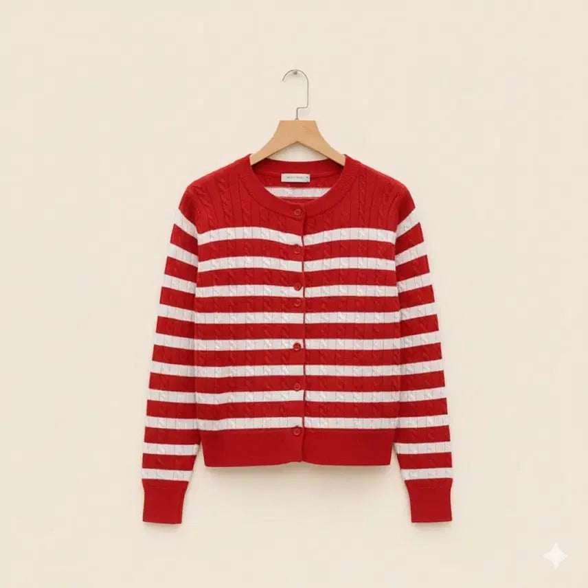 [BUNJANG] Red Velvet Red Stripe Cardigan / 레드 스트라이프 가디건