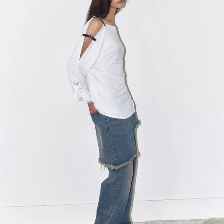 [BUNJANG] Polysooem Buckle Long Sleeve Off-Shoulder Top / polysooem 폴리수엠 버클 롱슬리브 오프숄더