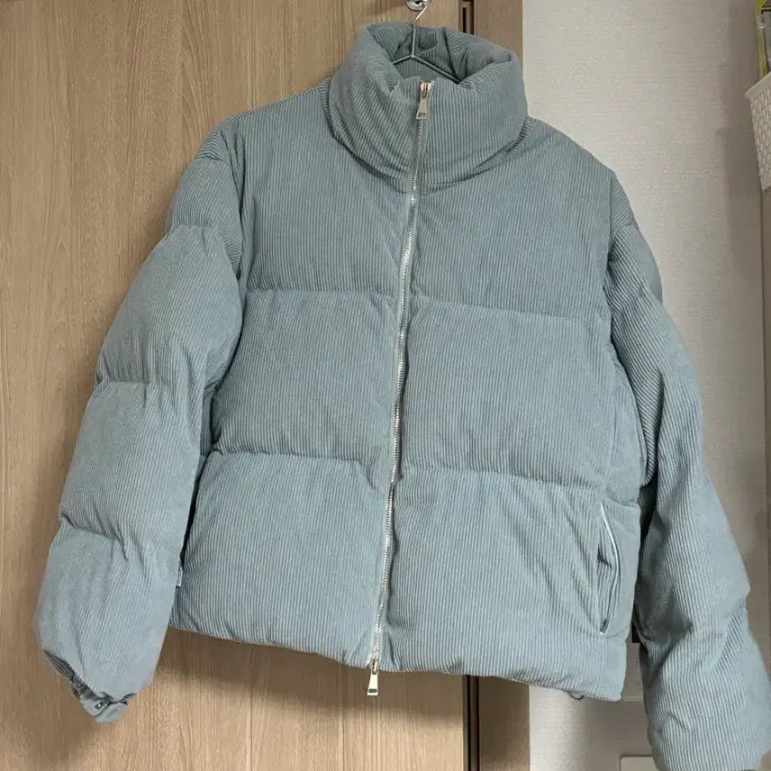 [BUNJANG] Moncler Corduroy Short Padded Jacket Light Blue / 몽클레어 코듀로이 숏패딩 라이트블루