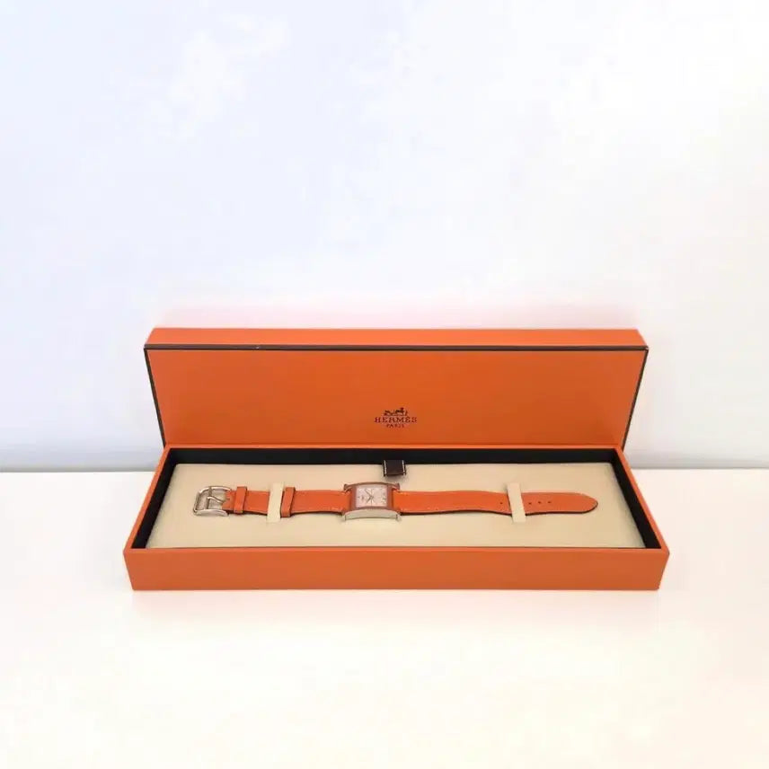 [BUNJANG] Hermes HH1.210 H Hour 21mm Quartz Watch / 에르메스 HH1.210 H아워 21MM 은장 쿼츠 오렌지 가죽밴드 시계