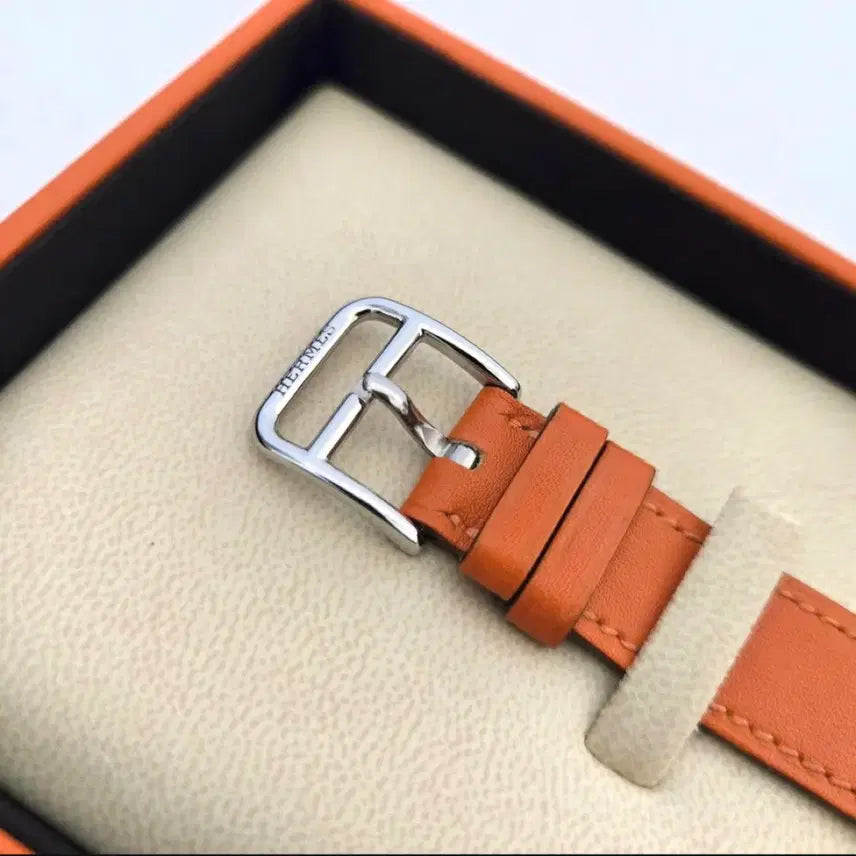 [BUNJANG] Hermes HH1.210 H Hour 21mm Quartz Watch / 에르메스 HH1.210 H아워 21MM 은장 쿼츠 오렌지 가죽밴드 시계