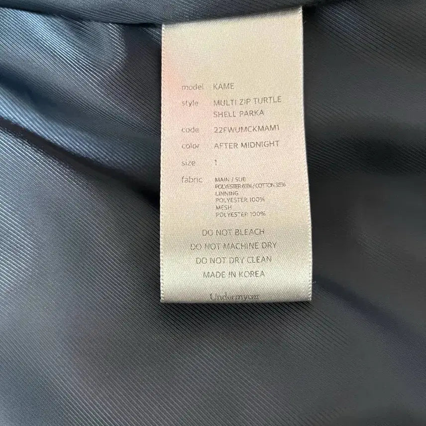 [BUNJANG] Under My Car Multi-Zipper Turtle Shell Parka / 언더마이카 카메 멀티 지퍼 터틀 쉘 파카 에프터 미드나잇
