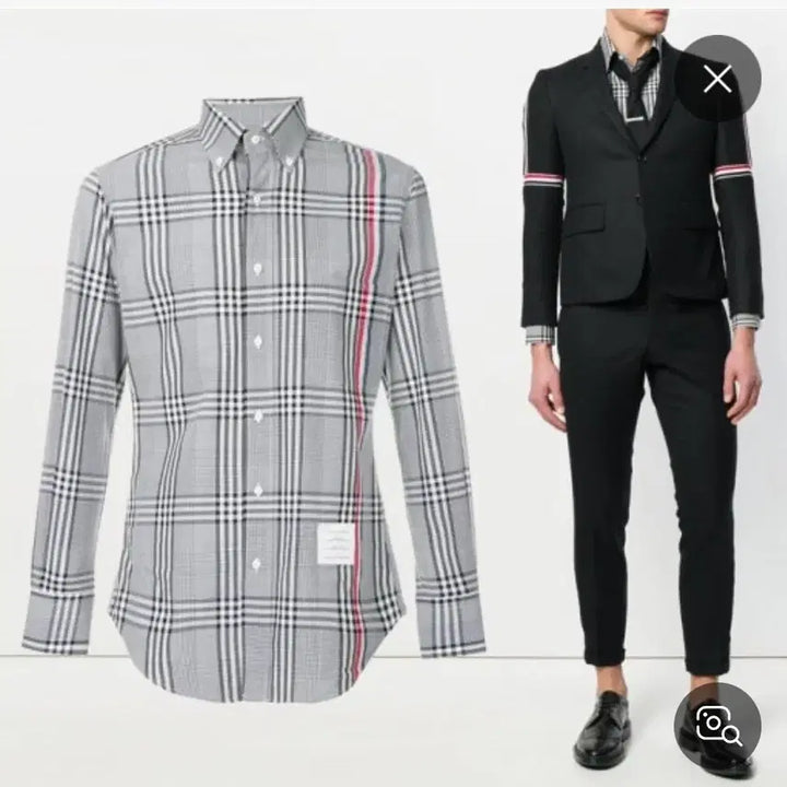 [BUNJANG] Thom Browne Checkered Long Sleeve Shirt / 정품 톰브라운 체크 긴팔 그레이 남여공용 1사이즈