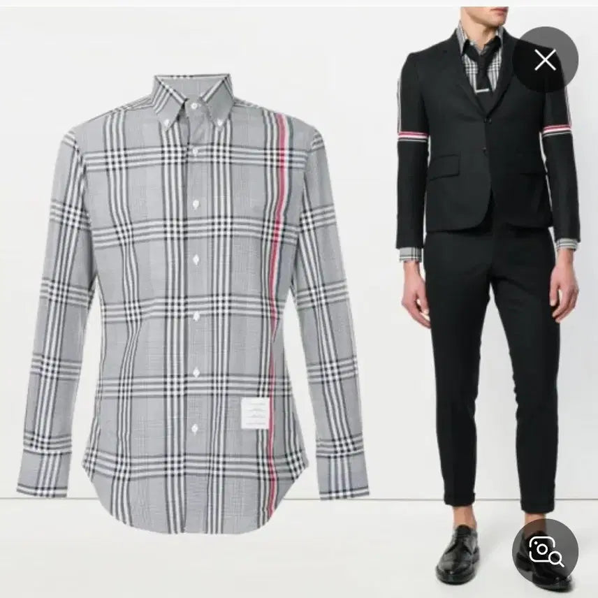 [BUNJANG] Thom Browne Checkered Long Sleeve Shirt / 정품 톰브라운 체크 긴팔 그레이 남여공용 1사이즈