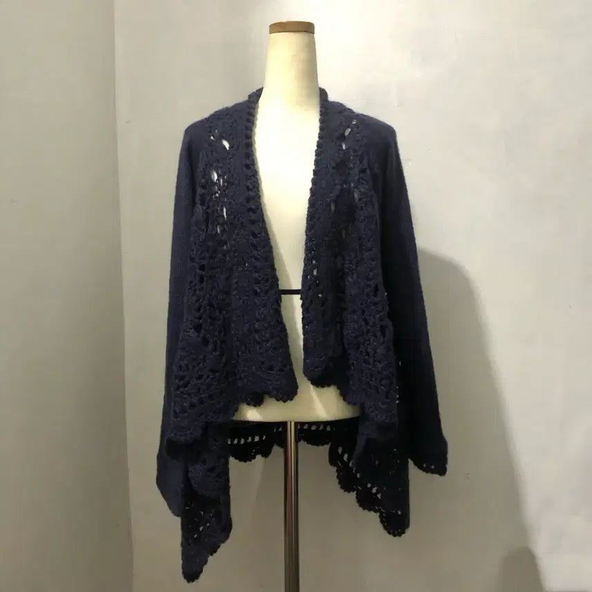 [BUNJANG] enc Navy Cape Knit Cardigan / enc 네이비 케이프 니트 가디건 빈티지