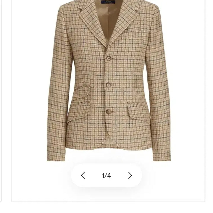 [BUNJANG] Polo Ralph Lauren Women's Suede Trim Houndstooth Linen Blazer / (크리스탈)폴로 랄프로렌 여성 스웨이드 트림하운드투스 블레이저 자켓 린넨