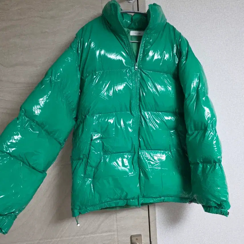 [BUNJANG] Unisex Oversized Padded Jacket (Deep Green) / 포인트 컬러 딥그린 유광 패딩 / 공용오버핏 미착용 새제품