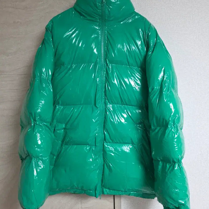 [BUNJANG] Unisex Oversized Padded Jacket (Deep Green) / 포인트 컬러 딥그린 유광 패딩 / 공용오버핏 미착용 새제품