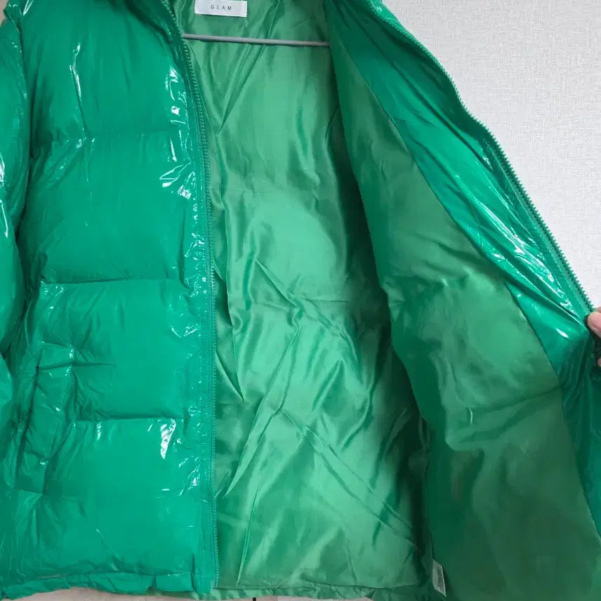 [BUNJANG] Unisex Oversized Padded Jacket (Deep Green) / 포인트 컬러 딥그린 유광 패딩 / 공용오버핏 미착용 새제품