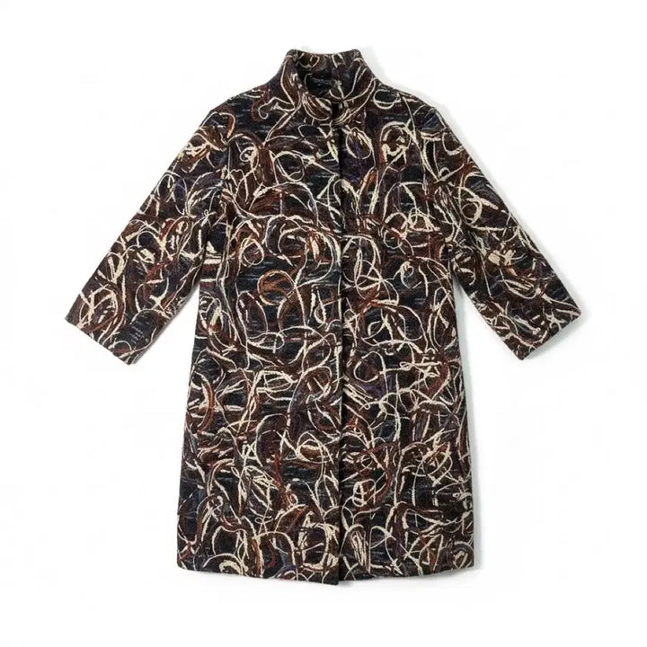 [BUNJANG] Retro Pattern Half Coat Brown XL / [XL/66~77] 레트로 패턴 하프 코트 브라운