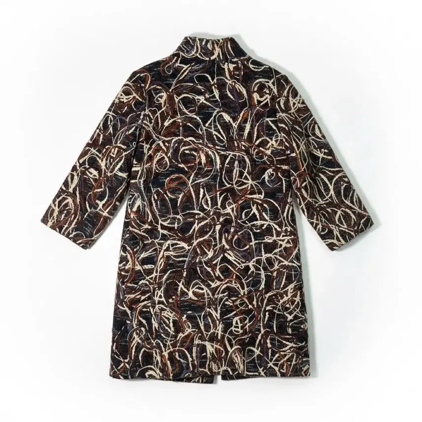 [BUNJANG] Retro Pattern Half Coat Brown XL / [XL/66~77] 레트로 패턴 하프 코트 브라운