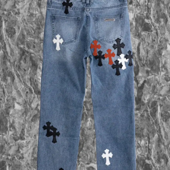 [BUNJANG] Chrome Hearts Denim Jeans / 크롬하츠 청바지 남성 십자로고 레드로고 데님 사계절용