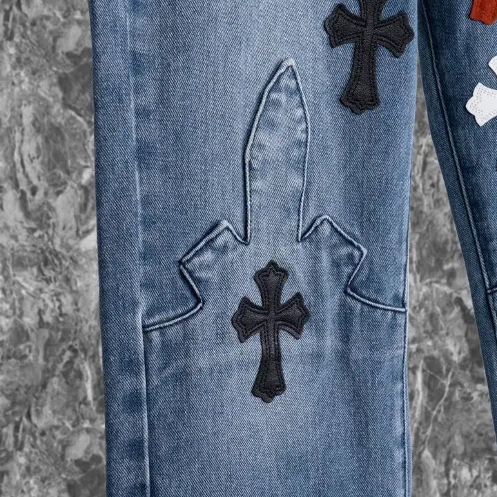 [BUNJANG] Chrome Hearts Denim Jeans / 크롬하츠 청바지 남성 십자로고 레드로고 데님 사계절용