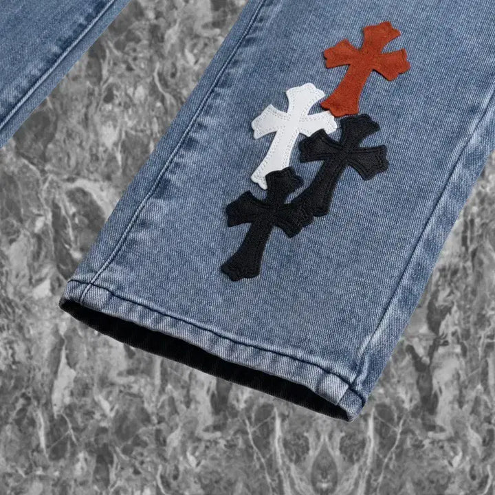 [BUNJANG] Chrome Hearts Denim Jeans / 크롬하츠 청바지 남성 십자로고 레드로고 데님 사계절용