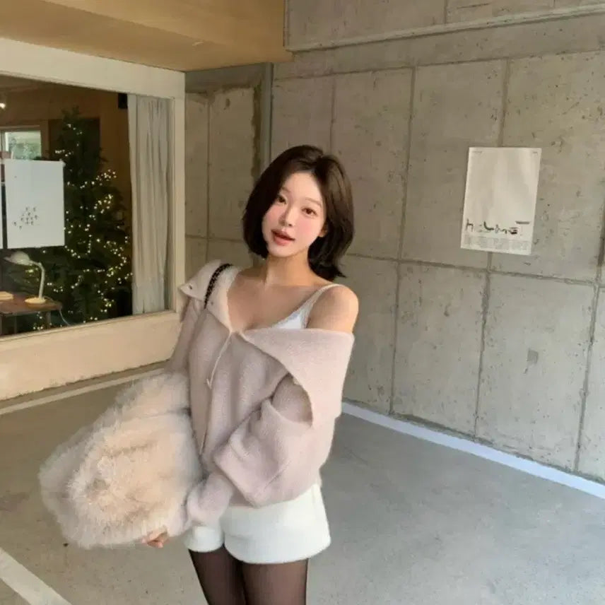 [BUNJANG] Sober Shop Blur Mohair Cardigan Pink Beige / 소버샵 blur 블러 모헤어 가디건 핑크베이지