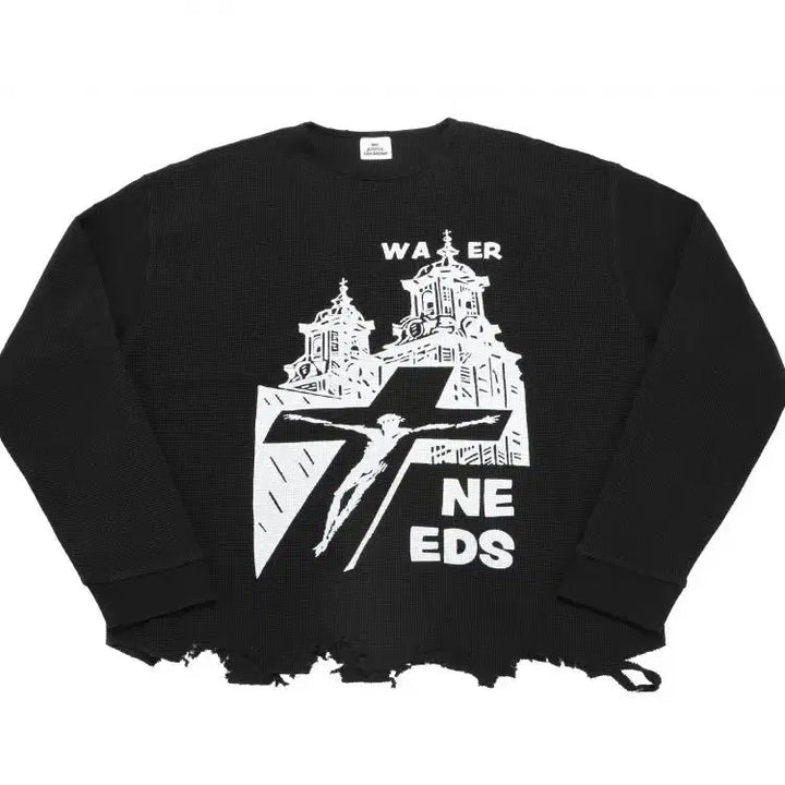 [BUNJANG] M MJD Distressed LS Black Long Sleeve / M MJD 디스 와플 롱슬리브 블랙 Distressed LS