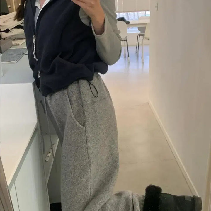 [BUNJANG] Tanat Contrast Rib Button Top Gray / 타낫 컨트레스트 립 버튼 탑 그레이 Contrast rib