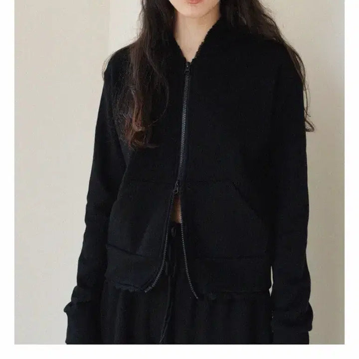 [BUNJANG] Morra Lace Hooded Zip-Up (Black) / 모로아 레이스 후드 집업 블랙(새상품)