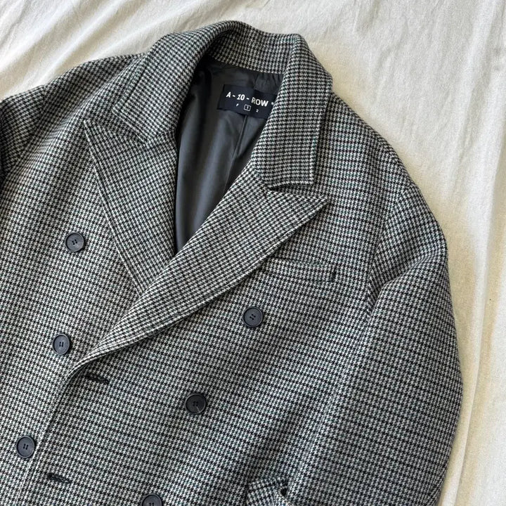 [BUNJANG] Attention Row Green Check Wool Double Coat / 어텐션로우 그린체크 울 더블코트 1(100~)