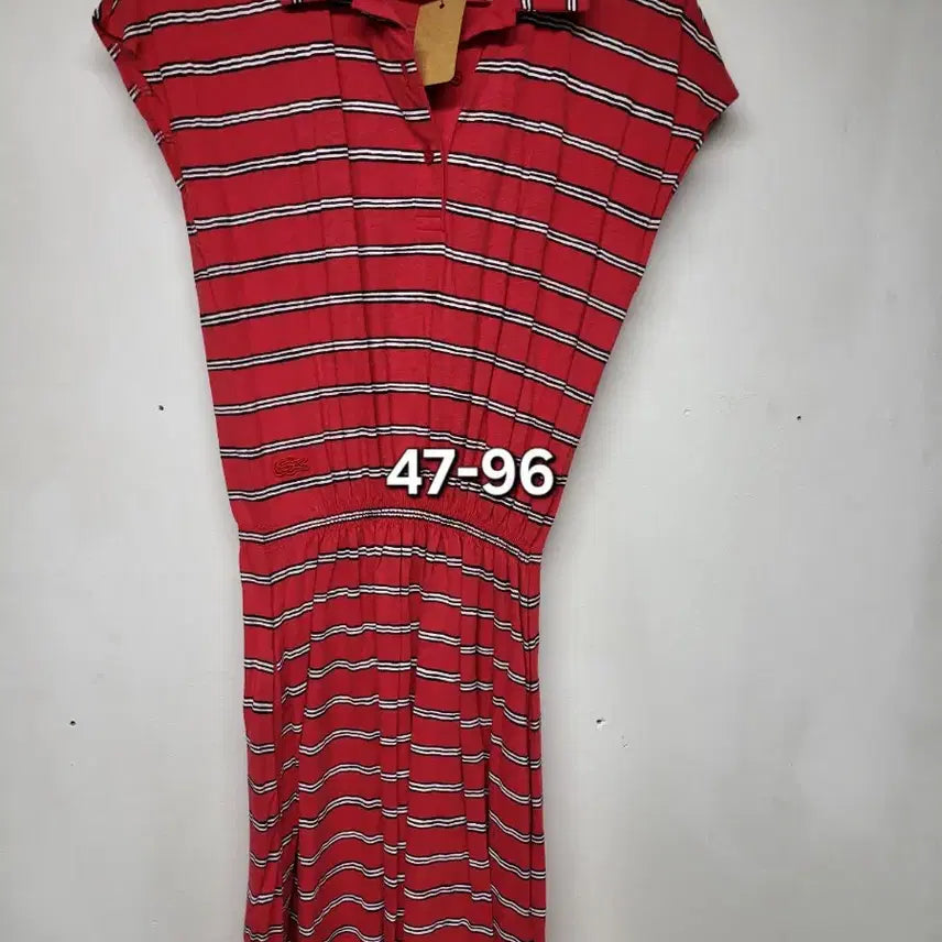 [BUNJANG] Lacoste Red Stripe Dress / 라코스테 레드 34 스트라이프 원피스 47-96