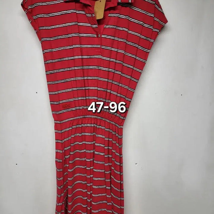 [BUNJANG] Lacoste Red Stripe Dress / 라코스테 레드 34 스트라이프 원피스 47-96