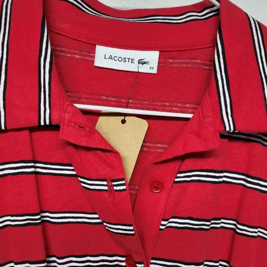 [BUNJANG] Lacoste Red Stripe Dress / 라코스테 레드 34 스트라이프 원피스 47-96