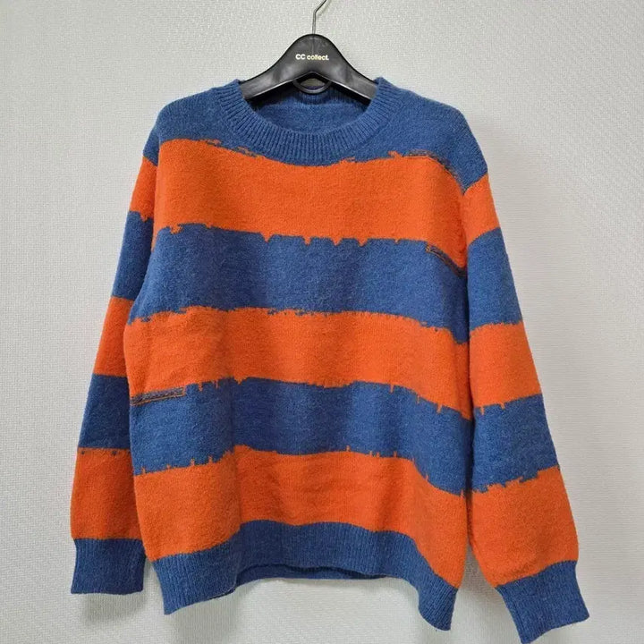 [SOLD OUT] 여성옷 오렌지 블루 스트라이프 니트
