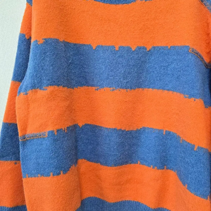 [SOLD OUT] 여성옷 오렌지 블루 스트라이프 니트