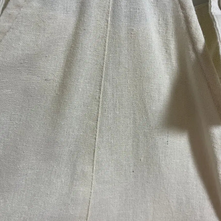 [BUNJANG] Vintage Ivory Cotton Linen Patch Jumpsuit / (일본 수입 빈티지)멜빵 바지 점프수트 아이보리 코튼 면 린넨 패치