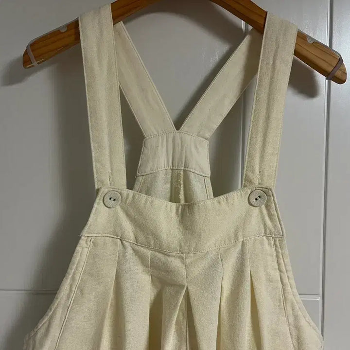 [BUNJANG] Vintage Ivory Cotton Linen Patch Jumpsuit / (일본 수입 빈티지)멜빵 바지 점프수트 아이보리 코튼 면 린넨 패치
