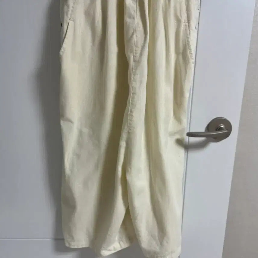 [BUNJANG] Vintage Ivory Cotton Linen Patch Jumpsuit / (일본 수입 빈티지)멜빵 바지 점프수트 아이보리 코튼 면 린넨 패치