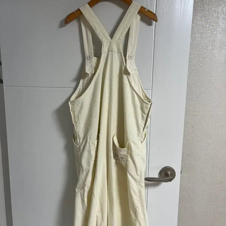 [BUNJANG] Vintage Ivory Cotton Linen Patch Jumpsuit / (일본 수입 빈티지)멜빵 바지 점프수트 아이보리 코튼 면 린넨 패치