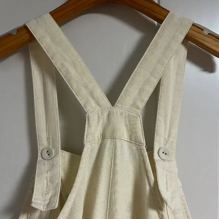 [BUNJANG] Vintage Ivory Cotton Linen Patch Jumpsuit / (일본 수입 빈티지)멜빵 바지 점프수트 아이보리 코튼 면 린넨 패치