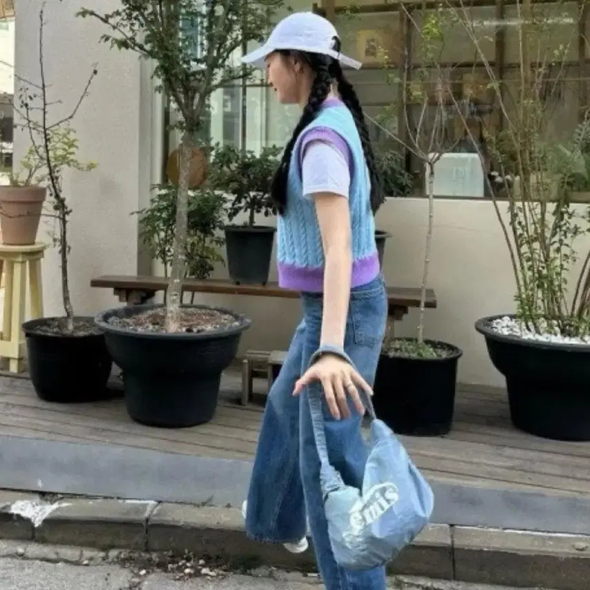 [BUNJANG] EMIS Glossy Hobo Bag Sky Blue / EMIS 이미스 글로시 호보백 스카이 블루