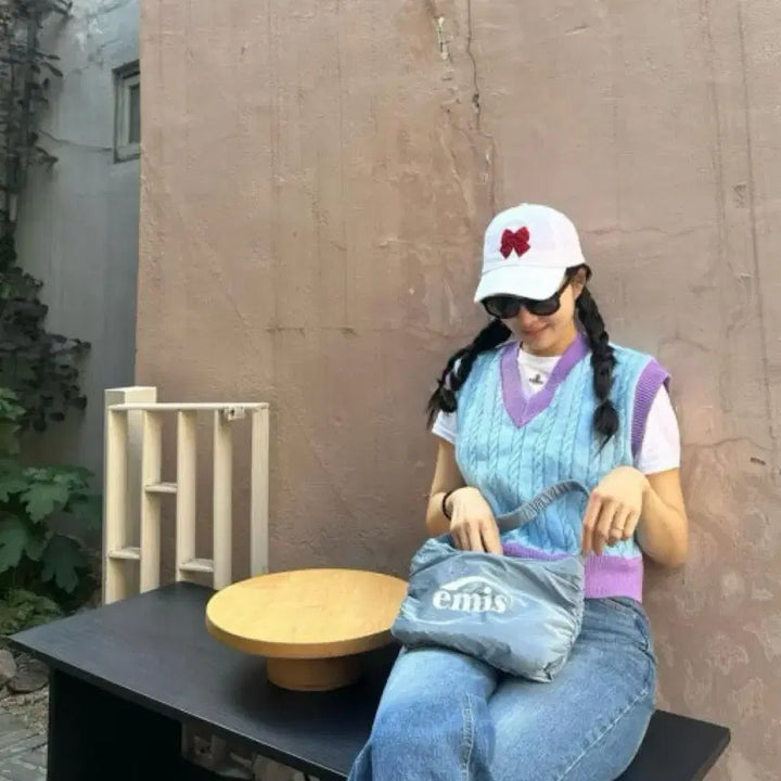 [BUNJANG] EMIS Glossy Hobo Bag Sky Blue / EMIS 이미스 글로시 호보백 스카이 블루