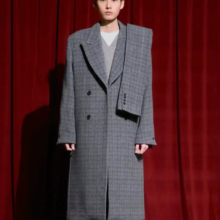 [BUNJANG] Stu Check Classic Coat and Scarf Set L / [새상품급] stu 에스티유 체크 클래식 코트 목도리 세트 L