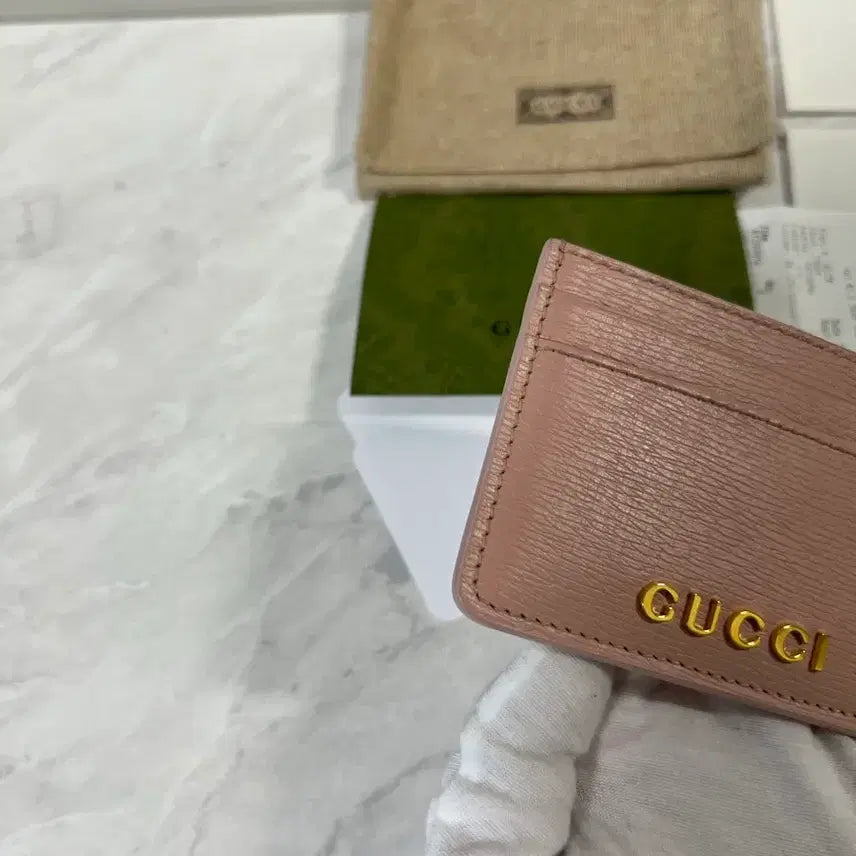 [BUNJANG] Gucci Script Light Leather Card Wallet / 구찌 스크립트 라이트 레더 카드지갑 핑크