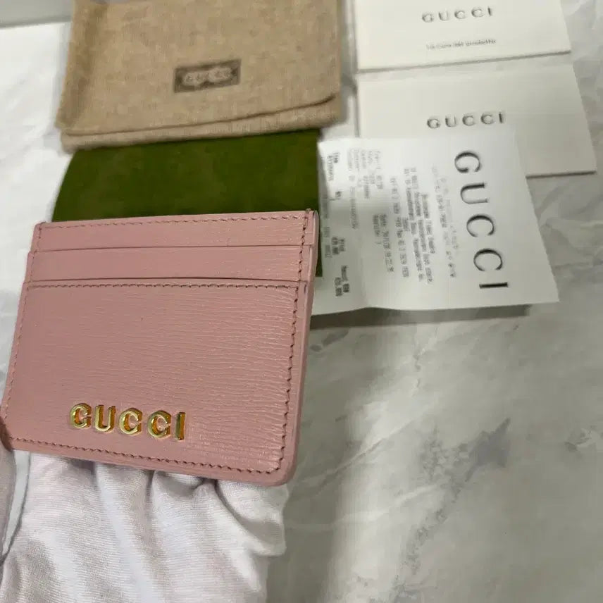 [BUNJANG] Gucci Script Light Leather Card Wallet / 구찌 스크립트 라이트 레더 카드지갑 핑크