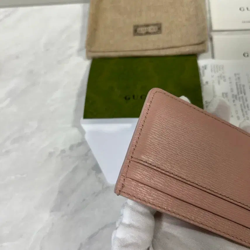 [BUNJANG] Gucci Script Light Leather Card Wallet / 구찌 스크립트 라이트 레더 카드지갑 핑크