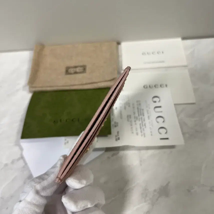 [BUNJANG] Gucci Script Light Leather Card Wallet / 구찌 스크립트 라이트 레더 카드지갑 핑크