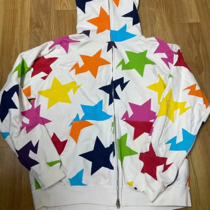 [SOLD OUT] 정품베이프 스타 후드집업 화이트 멀티컬러
